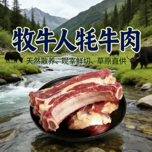 新鲜精品去骨牛肋条4斤现杀高原散养牦牛肉新鲜生鲜白耗牛腩