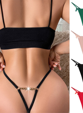 Sexy thong lady seductive underwear蝴蝶结性感链条诱惑丁字裤