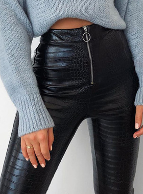 2020 winter women pu leather pants ladies leggings女高腰皮裤
