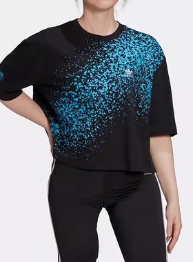 Adidas/阿迪达斯 女子三叶草CROPPED TEE休闲短款运动T恤 HT4943