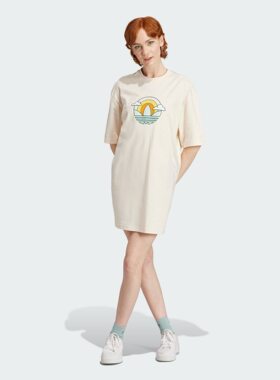 Adidas/阿迪达斯 女子三叶草 DRESS 运动短袖圆领连衣裙 IN4138