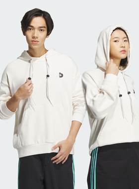 Adidas/阿迪达斯 男女三叶草印花运动宽松连帽卫衣套头衫 JE3474