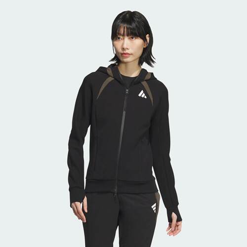 Adidas/阿迪达斯 女子运动休闲修身连帽夹克外套 JM0099