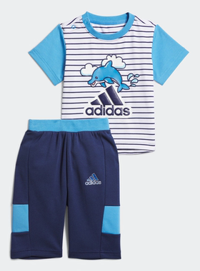 Adidas/阿迪达斯 儿童舒适运动休闲短袖套装 IQ0843 IQ0842