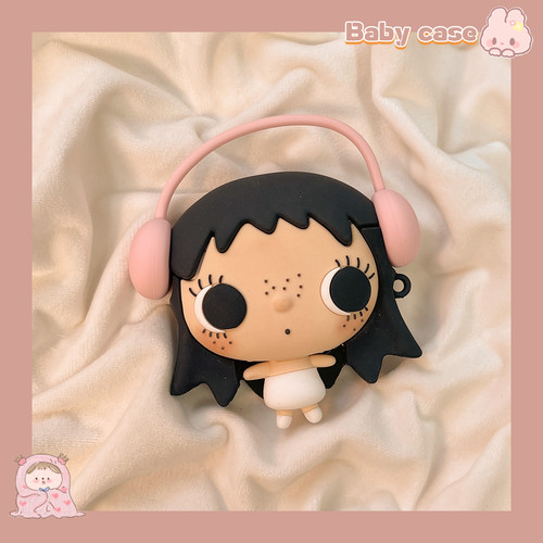 可爱粉耳机听音乐小玉适用airpods pro3耳机套4代无线蓝牙苹果airpods1/2代耳机壳pro新款3代pro2保护套硅胶