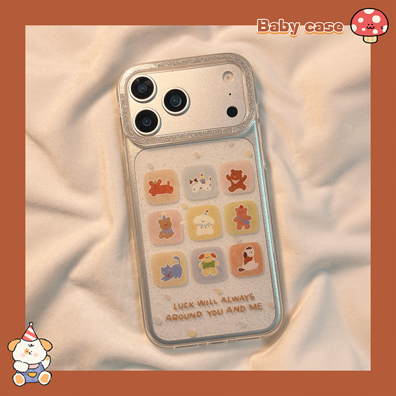 卡通闪粉小动物适用苹果手机壳