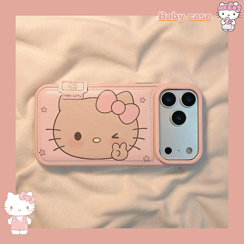 少女粉色比耶KT猫适用苹果手机壳