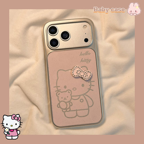 少女闪粉线条KT猫适用苹果手机壳