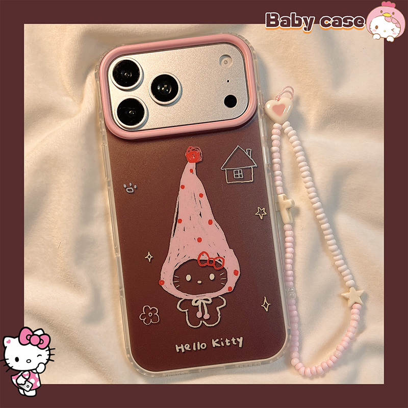 复古棕涂鸦凯蒂猫适用苹果手机壳