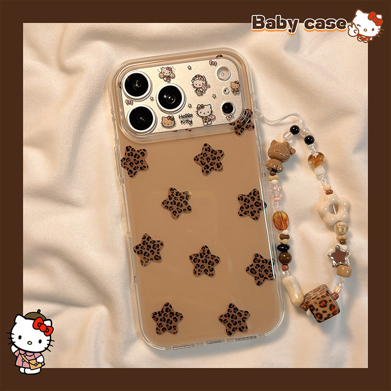 北比秋冬复古棕色豹纹星星适用iphone17手机壳苹果16promax新款15带链条17pro小众女17pm简约15pro高级16全包,3C数码配件,手机保护套/壳,淘宝优惠券,粉丝福利购,淘宝优惠卷