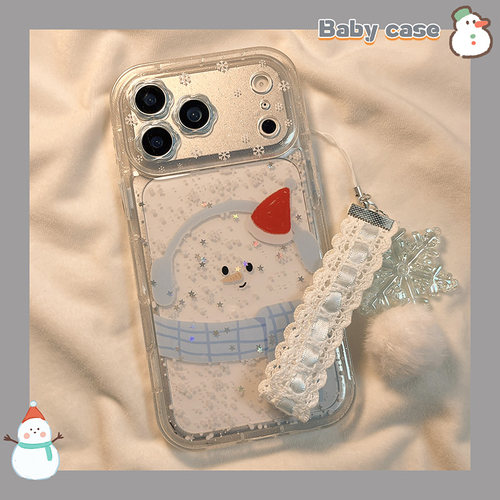 卡通可爱雪人表情适用苹果手机壳