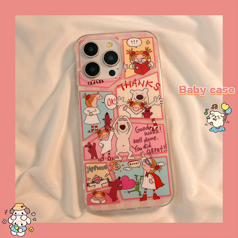 可爱卡通粉格纹coco酱贴纸适用苹果17promax手机壳iPhone15新款14pm双层13少女16创意15pro小众16pro全包外壳,3C数码配件,手机保护套/壳,淘宝优惠券,粉丝福利购,淘宝优惠卷