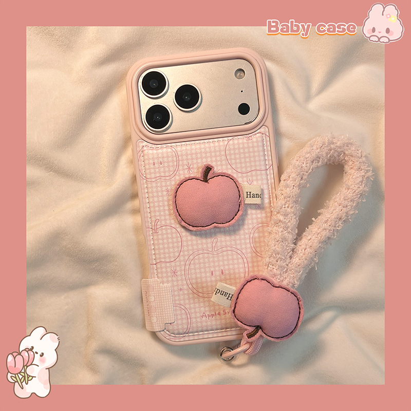 少女粉色格纹苹果适用苹果手机壳