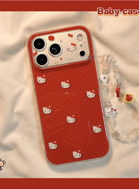 北比新年ins红色波点猫咪头像适用苹果17pro手机壳iphone16promax新款15带链条17少女14可爱15pm日韩风16全包