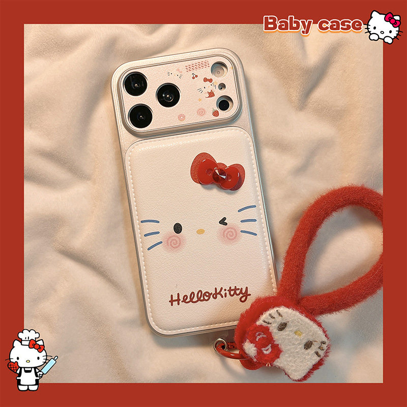 北比可爱立体红色蝴蝶结猫咪适用苹果17手机壳iphone16pr