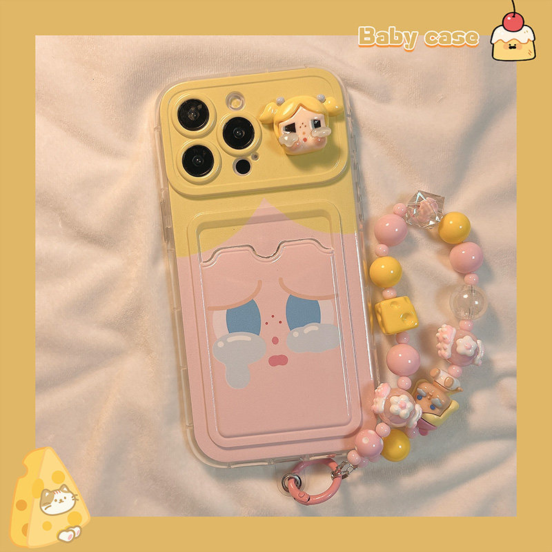 可爱立体哭娃卡包适用苹果手机壳