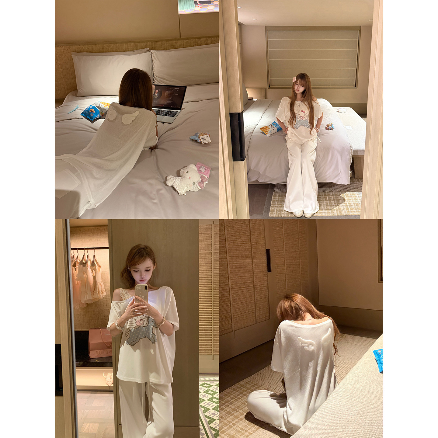 你的井井【飞马奇遇记】斜肩小马KT印花纽扣两穿T恤女夏韩系上衣