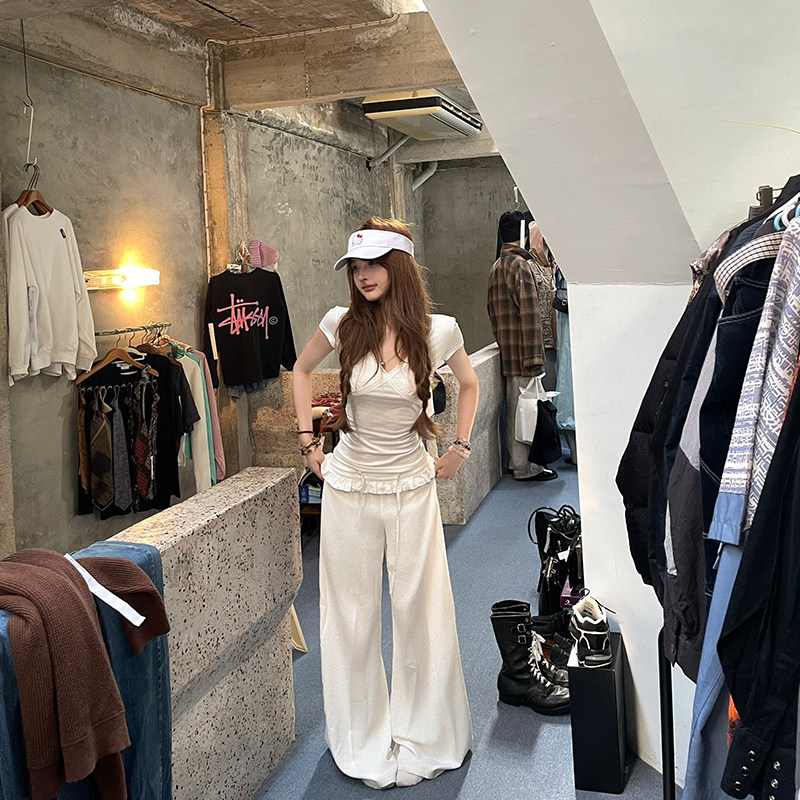 你的井井 松弛玩家 显瘦遮肉宽松bf白色棉麻慵懒风阔腿休闲裤女,女装/女士精品,休闲裤,淘宝优惠券,粉丝福利购,淘宝优惠卷