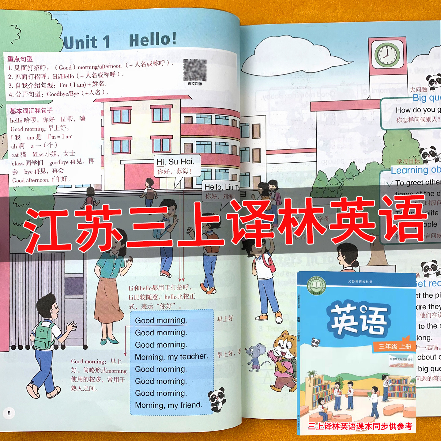 江苏地区使用三年级上册译林版英语课堂笔记2026秋季新版同步小学生三年级上下学期课本教材原文中文句子翻译讲解3上译林版英语书