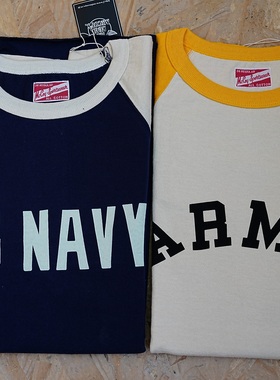 【现货】The Real McCoy MILITARY BASEBALL 七分袖棒球TEE