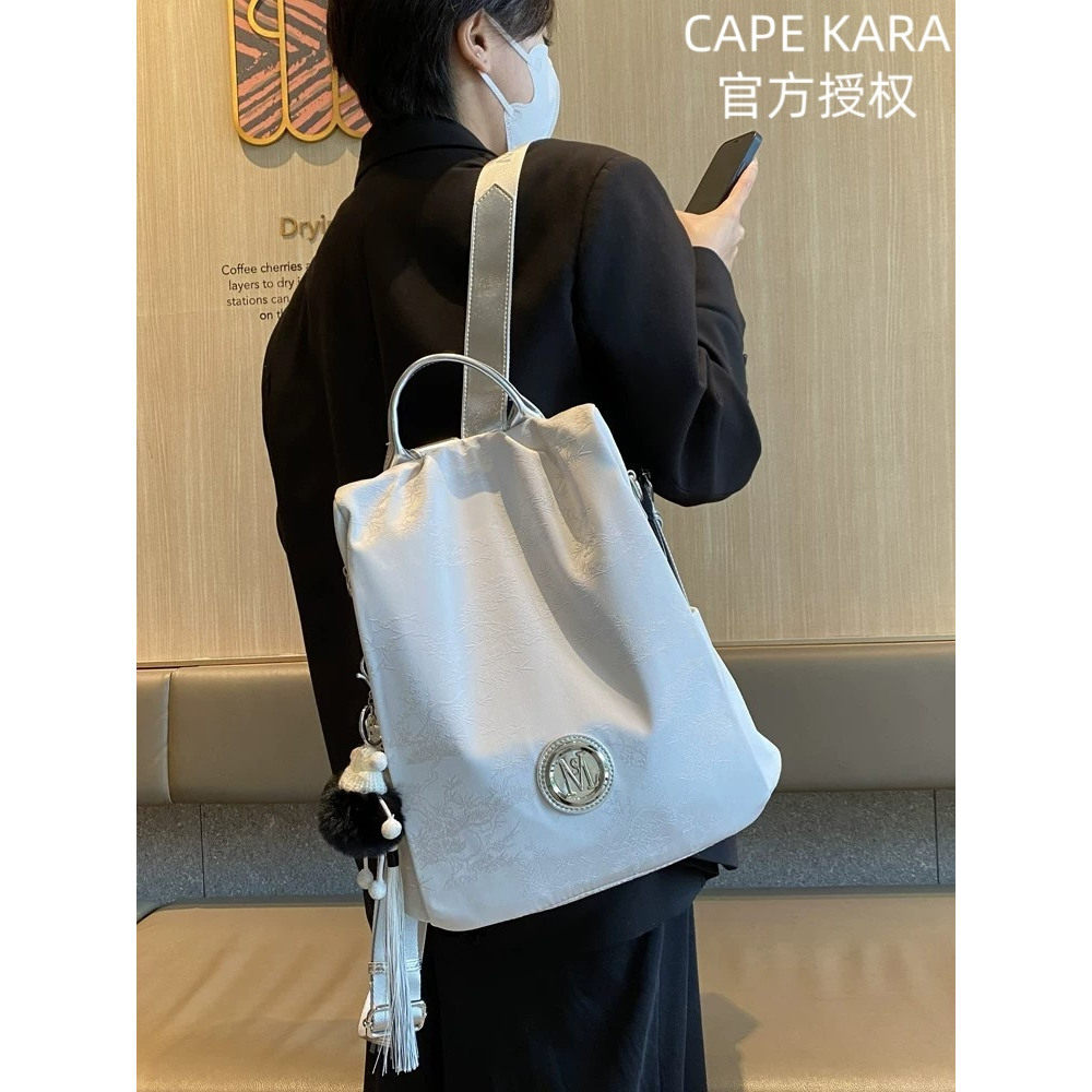 CapeKara文艺双肩包刺绣提花