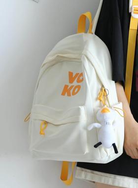 英国 MK DW 轻奢双肩包女背包简单的对比色休闲的新书包女大学生