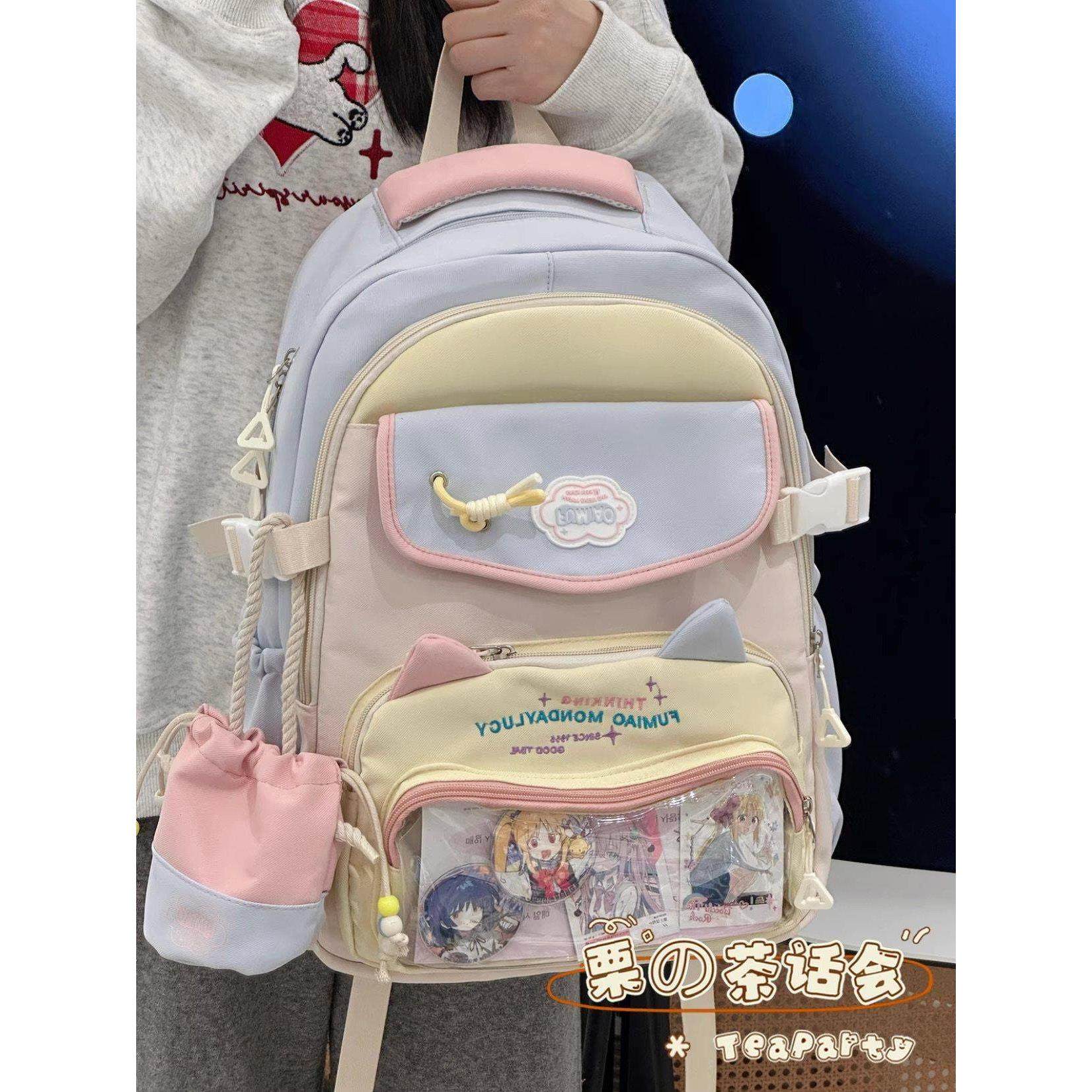 英国 MK DW茶党透明疼痛包背包女式2025新款大容量背包可爱初中学,箱包皮具/热销女包/男包,双肩背包,淘宝优惠券,粉丝福利购,淘宝优惠卷