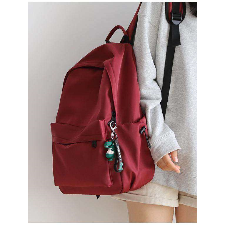 英国 MK DW 高级感酒红色双肩包秋冬简约纯色书包初中女生大学生