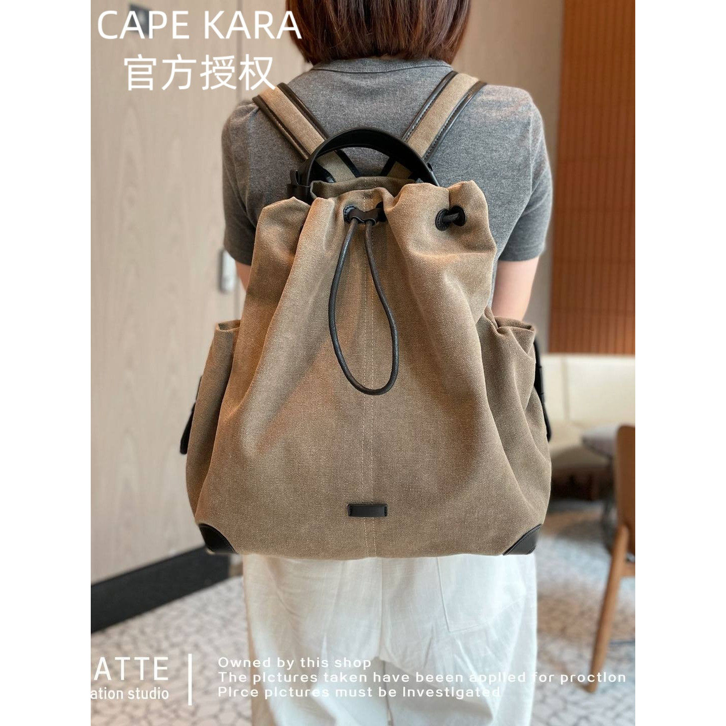 英国 Cape Kara 轻奢帆布高颜值双肩包女轻便通勤女士背包旅游