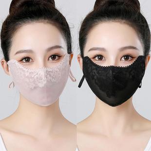 口罩女高颜值2025新款 女神高颜值轻薄透气3d立体 蕾丝防晒面纱季