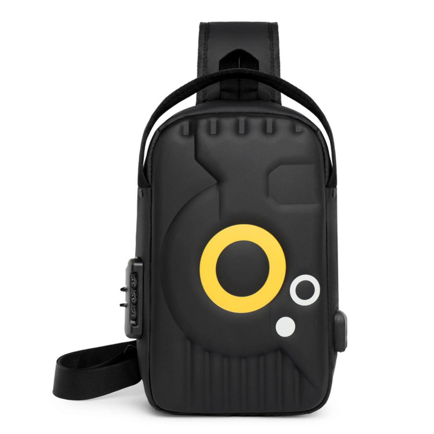 胸包男士斜挎包男款高级感密码锁防盗潮流单肩包硬壳机车包骑行包