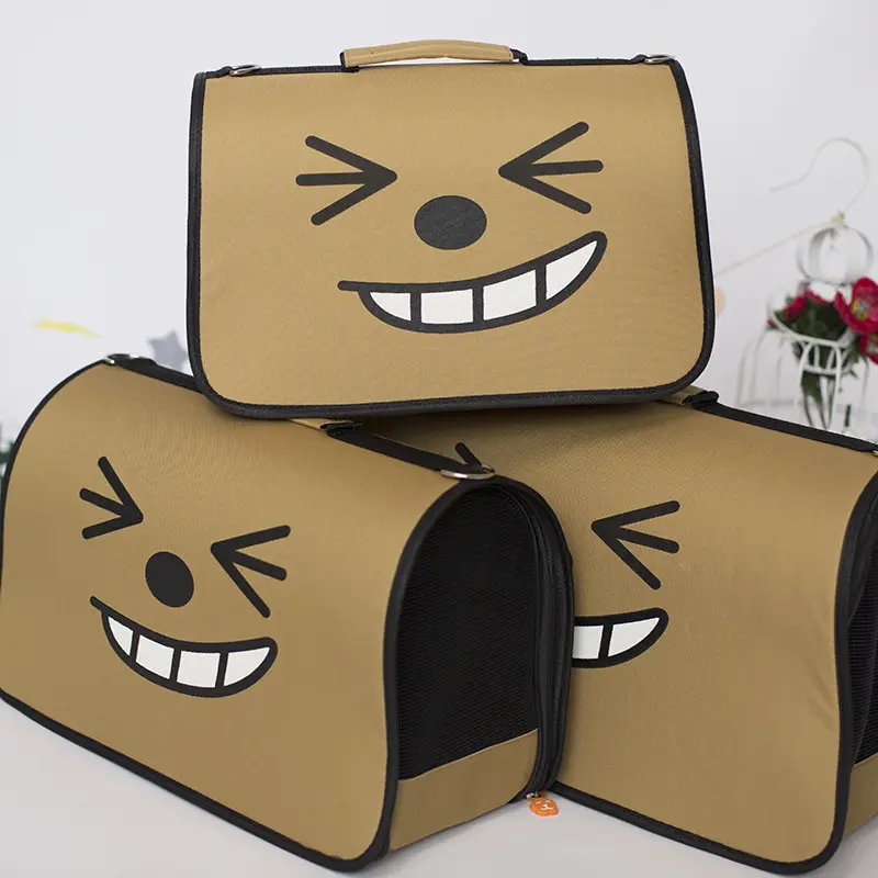 折叠手提猫包卡通表情萌趣斜跨