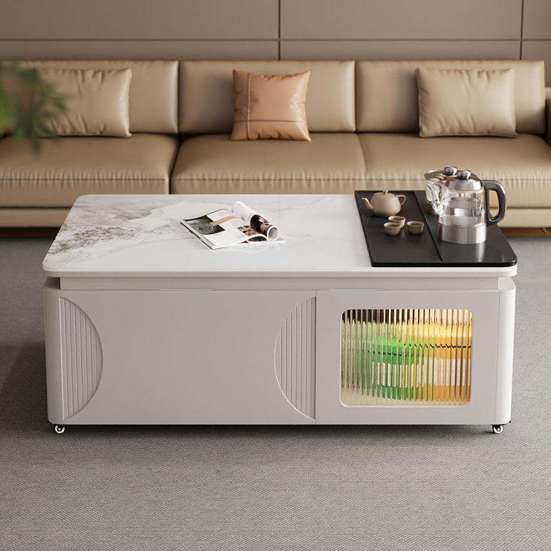 功夫茶几现代家用茶台客厅简约可移动茶桌阳台岩板多功能泡茶