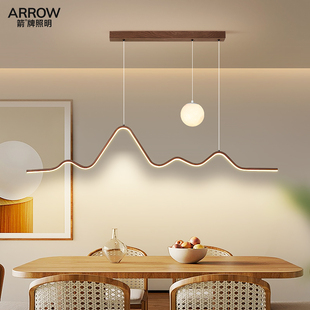 箭牌中古风月球灯极简长条餐厅灯简约现代新款 饭厅餐桌吧台吊灯具