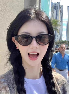 日本品质小红书爆款复古猫眼墨镜女高级感ins黑色防晒太阳眼镜茶