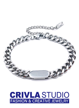 小众crivla潮牌钛钢嘻哈风手链