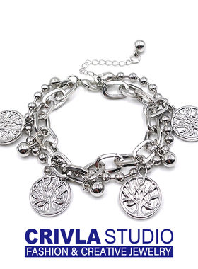 crivla日韩风生命树双层吊坠配饰