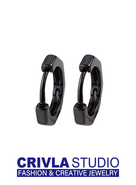 CRIVLA日韩风八边形耳钉男女ins冷淡风百搭简约不锈钢个性耳环扣