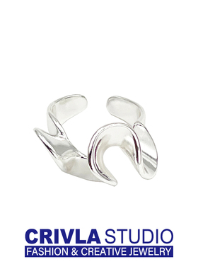 CRIVLA日韩海浪裙摆蕾丝戒指女ins小众设计轻奢高级感2025年新款