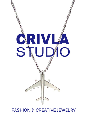 CRIVLA飞机钛钢项链男潮ins个性嘻哈蹦迪百搭小众潮网红简约链子