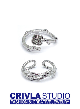 CRIVLA蓝桉已遇释槐鸟戒指男女士小众设计高级感情侣开口调节食指