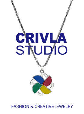 CRIVLA旋转风车项链男女ins高级感设计小众装饰情侣配饰卫衣链子