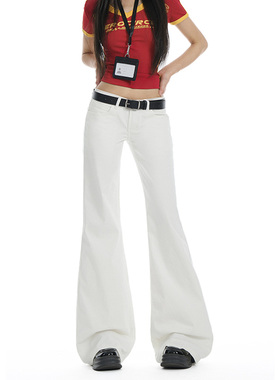 RNBN美式白色低腰微喇牛仔裤女新款时尚百搭修身显瘦辣妹休闲长裤