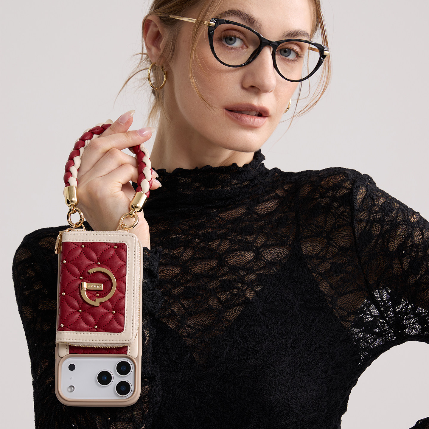 CUSTYPE适用苹果手机壳17promax小香风手腕带iphone16pro保护套16卡包支架一体防摔网红女高级零钱红色手机壳,3C数码配件,手机保护套/壳,淘宝优惠券,粉丝福利购,淘宝优惠卷