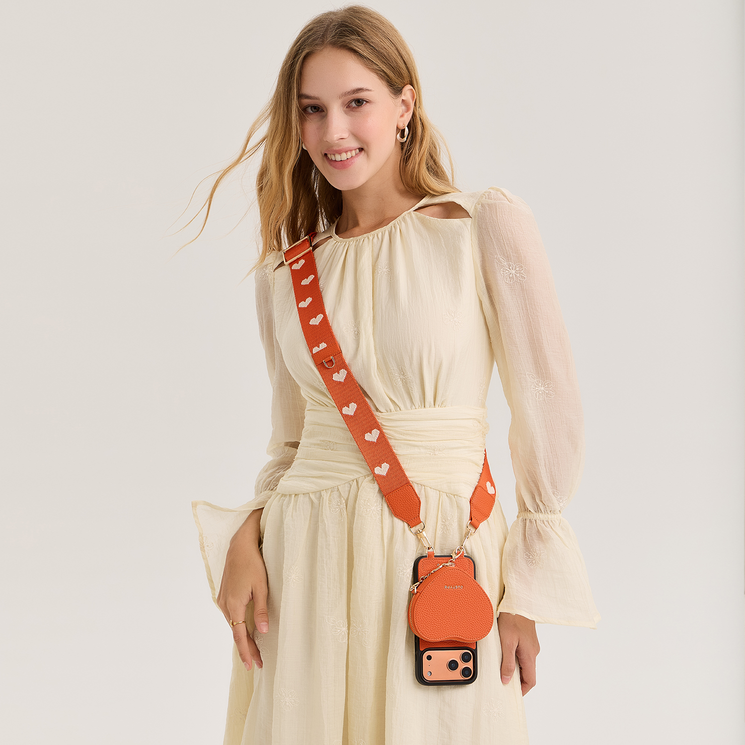 【斜挎爱心包】适用苹果17手机壳