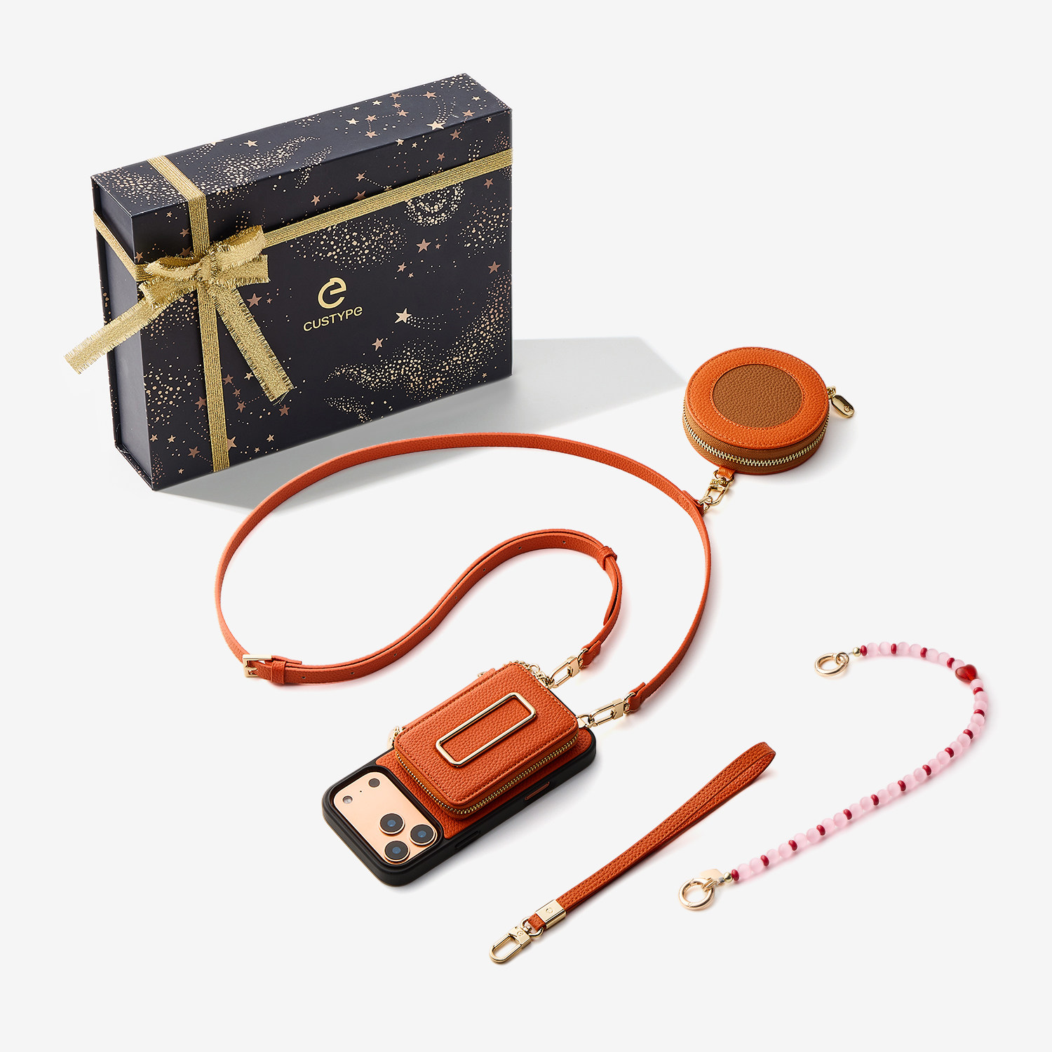 CUSTYPE保护壳带挂绳链条斜挎可背适用iPhone17pro手机壳苹果16promax卡包支架简约保护套礼物女Air/15耳机包