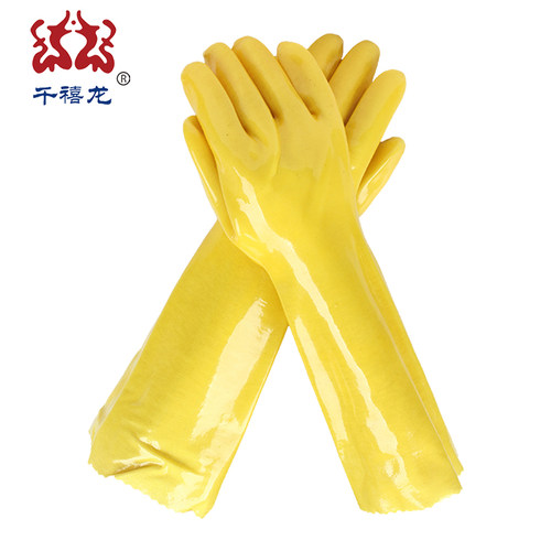 千禧龙浸塑手套045棉毛作业防护工业防滑耐磨加厚劳保化工专用