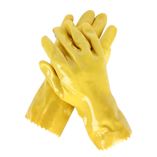 千禧龙浸塑手套棉毛加厚耐磨防滑耐酸碱防化防水工业劳保专用28cm