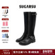 沈羽洁同款 SUGARSU酥履秋冬新款 复古厚底真皮弹力过膝靴女