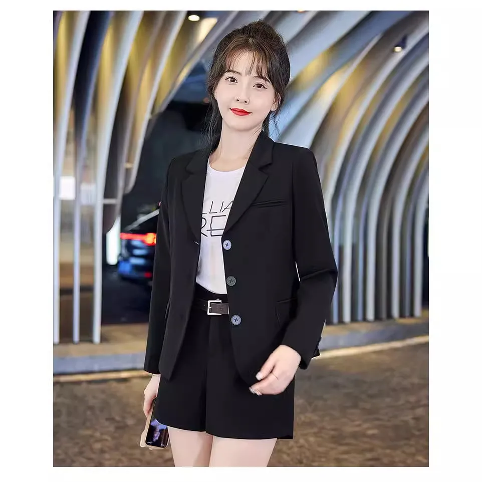 黑色西装外套女夏季春秋小个子2024新款高级感修身短款小西服正装